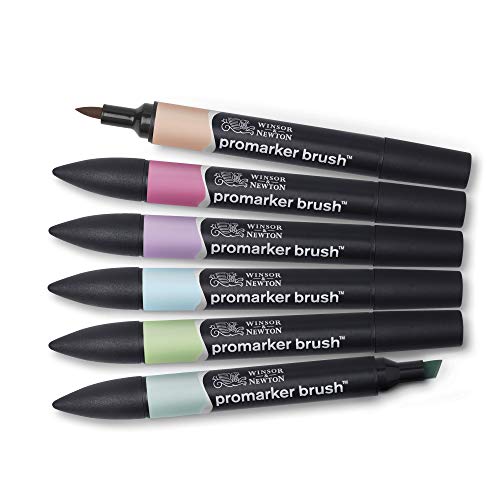 Winsor & Newton - Set de Rotuladores ProMarker Brush, 6 Unidades, Tonos Pasteles