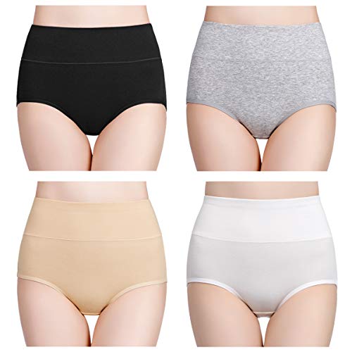 wirarpa Bragas Mujer Algodón Talle Alto 4 Pack Multicolor Talla L 46 48