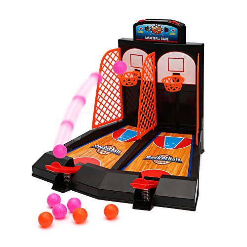 WISHTIME Tablero Minibasket Juego de Tiro Juego de 2 Jugadores Shootout Aros Baloncesto con Dispositivo de puntuación para niños