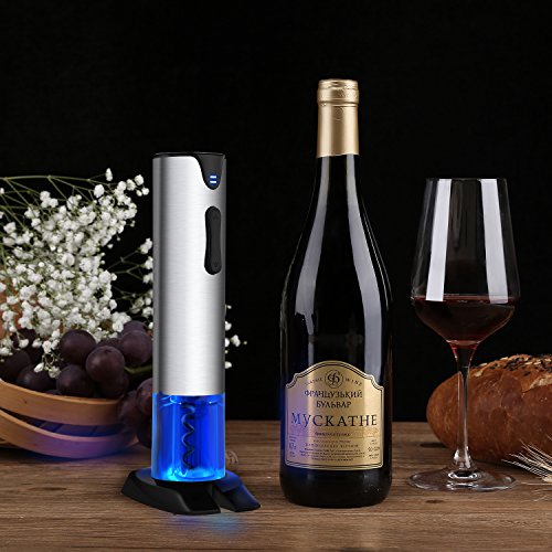 WIWONEY Juego de Regalo de abridor de Botellas de Vino eléctrico Winey con Puerto de Carga USB, Cortador de Aluminio, tapón de Vino al vacío y vertedor