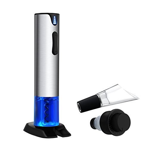 WIWONEY Juego de Regalo de abridor de Botellas de Vino eléctrico Winey con Puerto de Carga USB, Cortador de Aluminio, tapón de Vino al vacío y vertedor