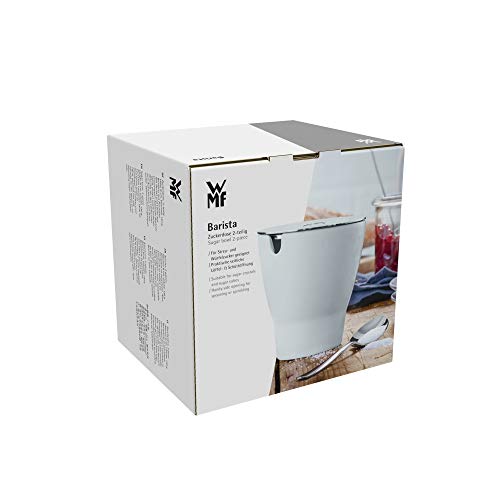 WMF Barista Azucarero con Tapa y Cuchara, Acero Inoxidable, Blanco