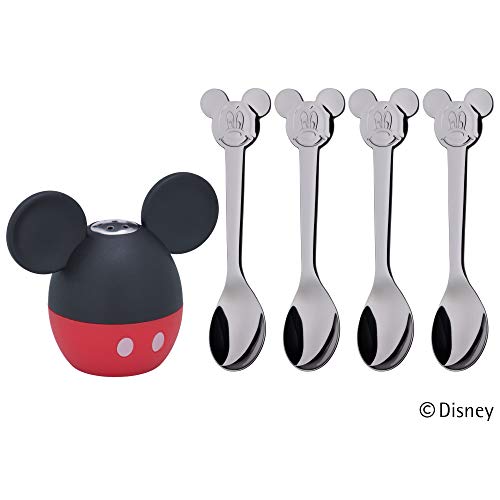 WMF Disney Mickey Mouse - Set 5 Piezas, salero con 4 cucharas, plata cromargan, 10 x 75 x 75 cm