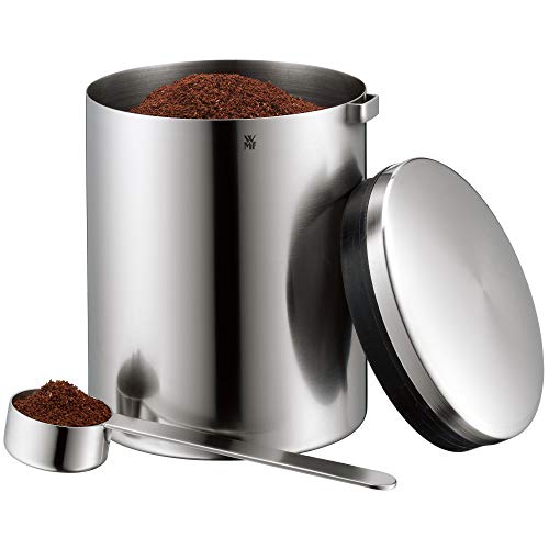 WMF Kult Bote para café con Cuchara medidora, Acero Inoxidable Mate