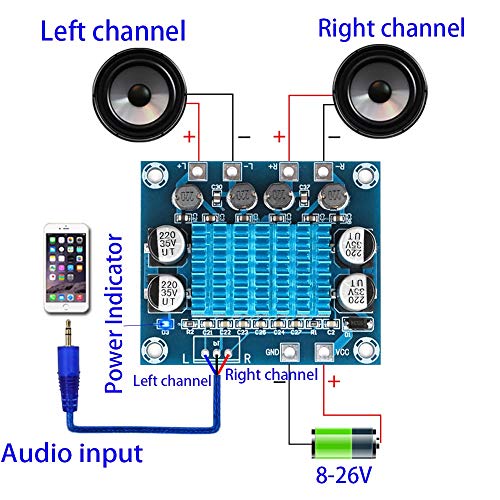 WNJ-TOOL, 1pc 30W * Clase D Junta de Doble Canal Mp3 amplificación del módulo Amplificador Juntas DC8-26V 2 HD Digital Amplificador de Potencia de Audio