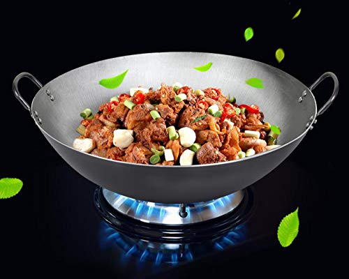 Wok Big Heavy Canton Style Wok De Acero Al Carbono Martillado A Mano (fondo Redondo),36CM