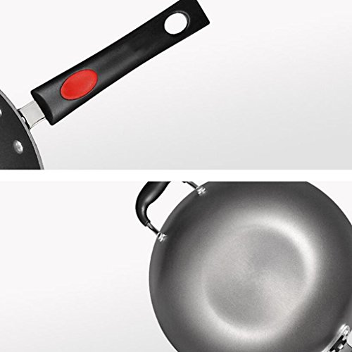 Wok LINGZHIGAN Calibre 32cm Olla de Cocina casera sartén de Hierro Fundido Menos Humos