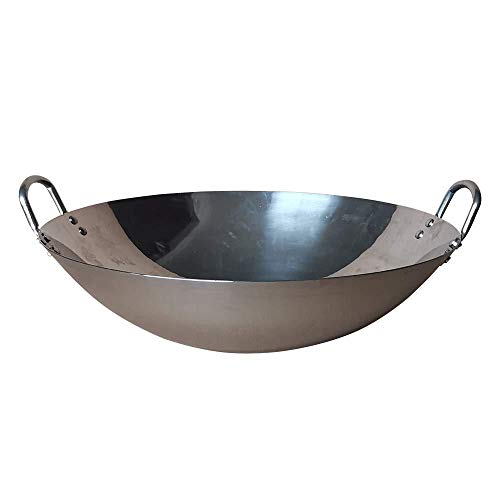 Wok Olla De Hierro Binaural Chino Antiguo Tradicional Hogar Restaurante Redondo Fondo Acero Inoxidable,75cm