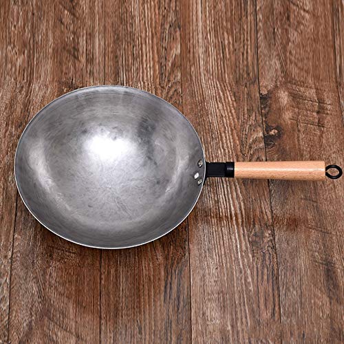 Wok Wok Tradicional Hecho A Mano Hierro Wok Antiadherente Pan Anti-recubrimiento Gas Cocina De Alta Calidad Woks Hierro30cm