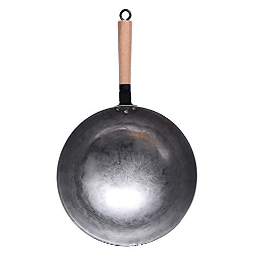 Wok Wok Tradicional Hecho A Mano Hierro Wok Antiadherente Pan Anti-recubrimiento Gas Cocina De Alta Calidad Woks Hierro30cm