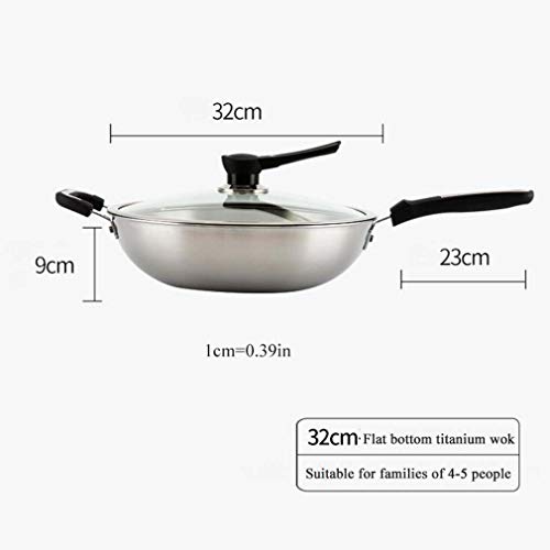 Woks Antiadherentes, Sartenes Con Tapa, Antiadherente De Titanio Anodizado Duro Definitivo Resistente A Los Arañazos, Sin PFOA, Utensilios De Cocina Para Sartén,32cm