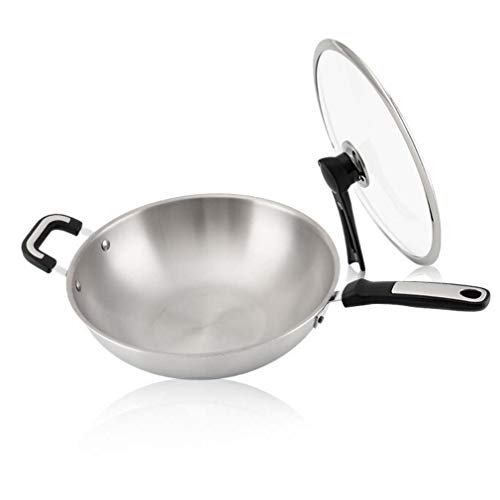 Woks Antiadherentes, Sartenes Con Tapa, Antiadherente De Titanio Anodizado Duro Definitivo Resistente A Los Arañazos, Sin PFOA, Utensilios De Cocina Para Sartén,32cm