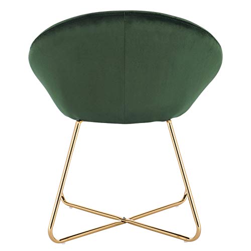 WOLTU 2X Sillas Cocina Silla Tapizada en Terciopelo Silla Nórdica Vintage Silla Salon Silla Metal Taburete de Oficina Sillas de Comedor Silla Respaldo Verde Oscuro BH217dgn-2