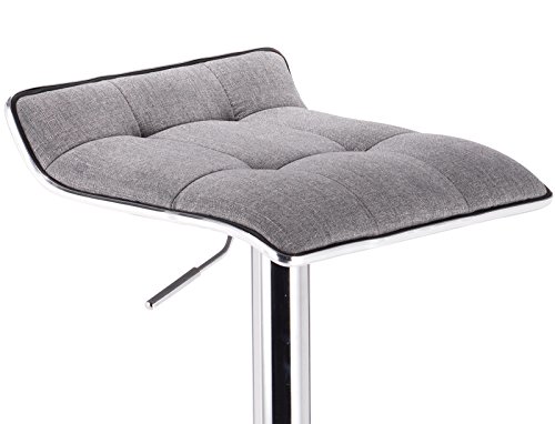 WOLTU 2X Taburetes de Bar Regulable en Altura Asiento de Lino Acero Cromado Asiento Acolchado Silla de Bar Taburetes Alto Cocina Gris Claro BH33hgr-2