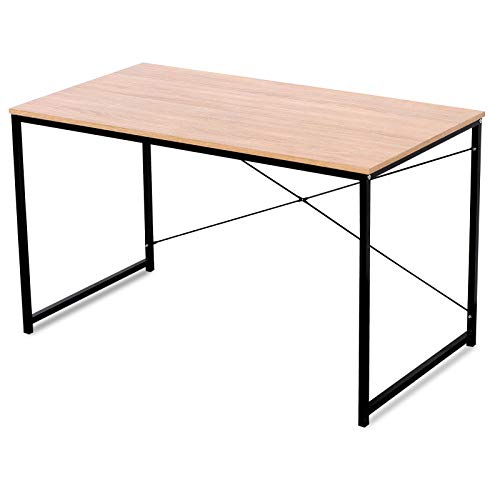 WOLTU Escritorio de Computadora Muebles de Oficina Mesa de PC Mesa de Oficina Ordenador con Diseño Industrial, Madera y Acero 120x60x70cm Roble+Negro TSB04hei