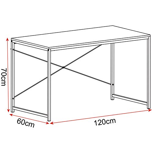 WOLTU Escritorio de Computadora Muebles de Oficina Mesa de PC Mesa de Oficina Ordenador con Diseño Industrial, Madera y Acero 120x60x70cm Roble+Negro TSB04hei