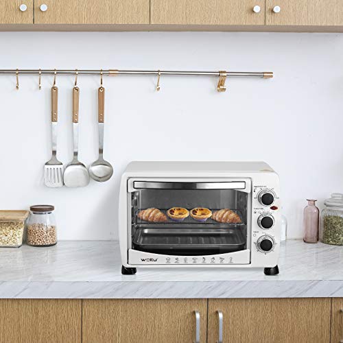 WOLTU Horno Eléctrico de Sobremesa 1400W 20 Litros Horno de Conveccción, 43x32x28 cm Temperatura Hasta 250ºc Horno Tostador Mini Multifunción Blanco BF09ws