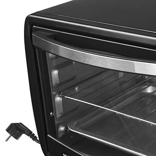 WOLTU Horno Eléctrico de Sobremesa 1400W 20 Litros Horno de Conveccción, 43x32x28 cm Temperatura Hasta 250ºc Horno Tostador Mini Multifunción Negro BF09sz