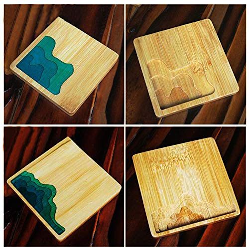 Woohome 7 Pz Molde Silicona Resina Portavasos, 5 Pz Posavasos de Madera y 2 Pz Molde de Resina Posavasos para Posavasos de DIY, Decoraciones para El Hogar