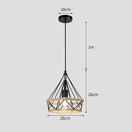 WOOLIY Vendimia Que cuelga de la lámpara, Retro lámpara del Techo, Cuerda de cáñamo Industrial Loft lámpara Colgante, diámetro 25 cm, E27 Cuerdas Industrial Light (Tamaño: PC 1)