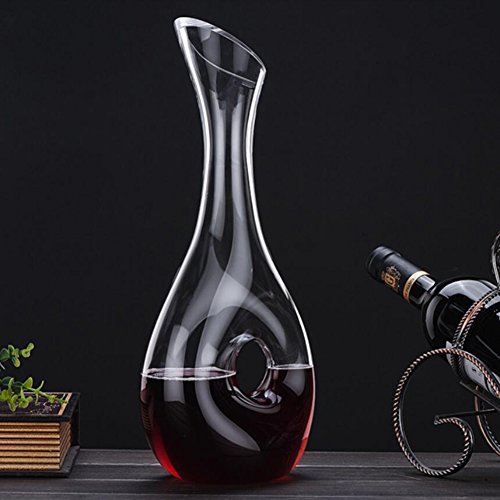 WOQO Jarra Vino, 1.2L Decantador Para Vino Por Cristal Vaso, Aireador De Vino Con Bonito Silicona Almohadilla, Accesorios De Vino