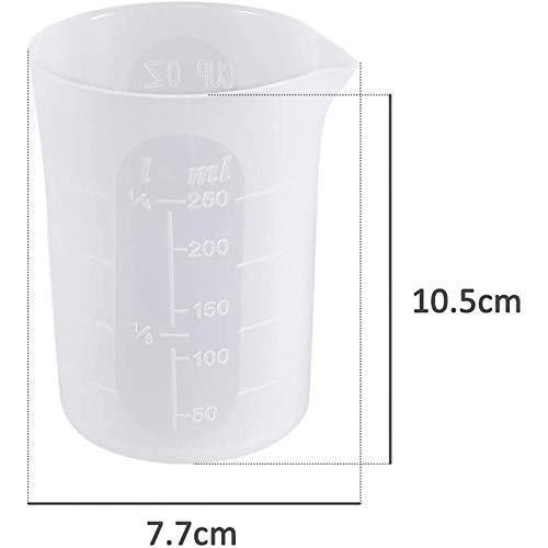 WOVELOT Vasos Medidores de Silicona de 250 Ml para Hacer Resinas Vasos Mezcladores Antiadherentes de Escamas Blandas Herramientas de Peque？A Capacidad 3 Piezas