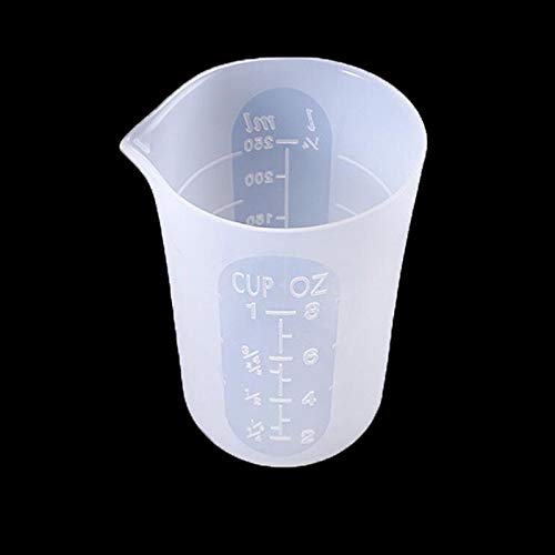 WOVELOT Vasos Medidores de Silicona de 250 Ml para Hacer Resinas Vasos Mezcladores Antiadherentes de Escamas Blandas Herramientas de Peque？A Capacidad 3 Piezas