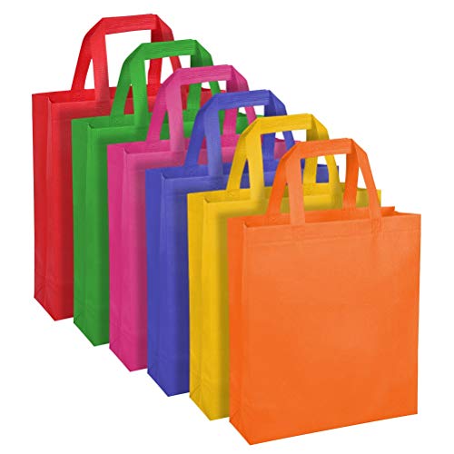 WOWOSS 30 Bolsos no Tejidos con Asas de 6 Colores, Bolsos de Cumpleaños para Niños, Halloween, Navidad o Actividades Creativas