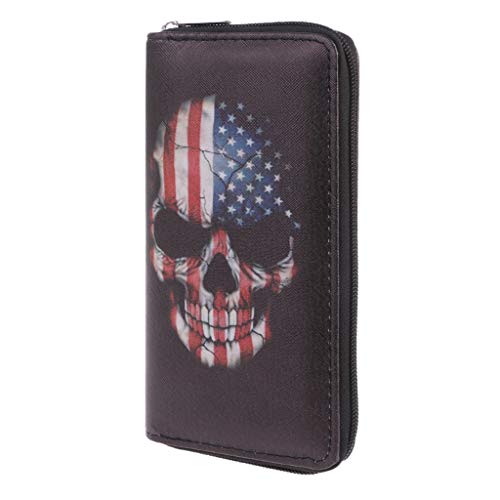 WOWOWO Moda Mujer Calavera Billetera Embrague Tarjetero Monedero Bolso Billetera Funda para teléfono