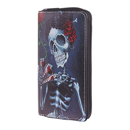 WOWOWO Moda Mujer Calavera Billetera Embrague Tarjetero Monedero Bolso Billetera Funda para teléfono