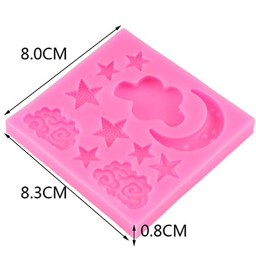 WQSD Molde de Silicona para jabón con Forma de Nube de Estrella y Luna 3D, Molde de Pastel de Chocolate Hecho a Mano, decoración de Fondant para Tartas,   fabricación de Molde de Silicona