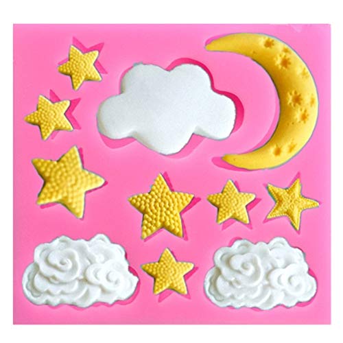 WQSD Molde de Silicona para jabón con Forma de Nube de Estrella y Luna 3D, Molde de Pastel de Chocolate Hecho a Mano, decoración de Fondant para Tartas,   fabricación de Molde de Silicona