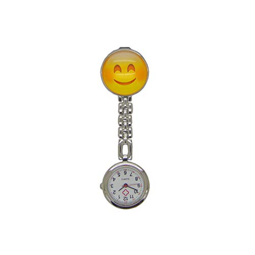 WTFYSYN Reloj Tipo Enfermera Cuarzo,Reloj de Bolsillo de Enfermera de Cristal, Tarjeta Redonda Lindo Emoticon Reloj de Bolsillo-1