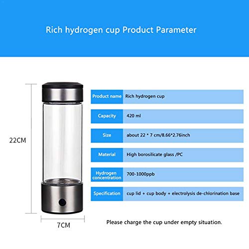 WUYANSE Vaso de Agua Rico en hidrógeno Iones Negativos de Alta concentración Generador de hidrógeno Botella de Agua