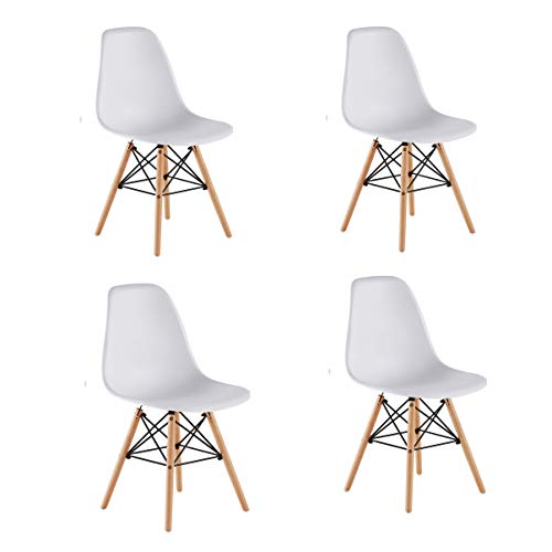 WV LeisureMaster Silla de plástico Silla de Comedor Juego de 4 Sillas Color Blanco