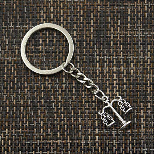 WWLIN  Moda Hombre 30mm Llavero DIY Metal Titular Cadena   Libra balanza de la Justicia 22x17mm Colgante de Plata Regalo