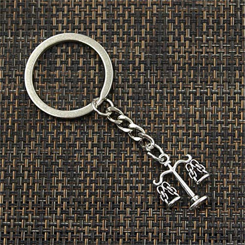 WWLIN  Moda Hombre 30mm Llavero DIY Metal Titular Cadena   Libra balanza de la Justicia 22x17mm Colgante de Plata Regalo