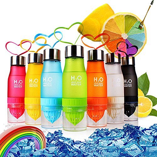 W&X - Botella de Agua para Bebidas, 650 ML, Color Naranja H2O, para Deportes, Agua, Zumo, Frutas, exprimidor de Agua para Bebidas saludables, con Sabor Natural, Verde
