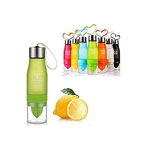 W&X - Botella de Agua para Bebidas, 650 ML, Color Naranja H2O, para Deportes, Agua, Zumo, Frutas, exprimidor de Agua para Bebidas saludables, con Sabor Natural, Verde