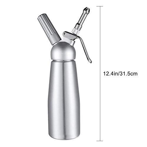 WXH Dispensador de batidor de Crema, Pistola de Espuma de Aluminio con 3 boquillas de decoración de Acero Inoxidable Botella de sifón de nitrógeno para Bandeja de Postre de Fiesta en casa