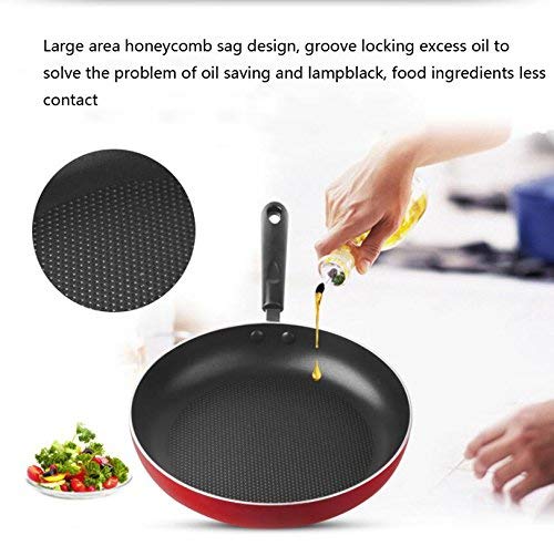 WYYAF Sartén Cacerola 28cm Bistec sin Humo Panqueques Utensilios de Cocina Cocina de inducción Estufa de Gas Día de la Madre (Color: Rojo)