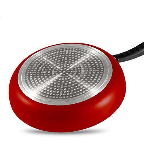 WYYAF Sartén Cacerola 28cm Bistec sin Humo Panqueques Utensilios de Cocina Cocina de inducción Estufa de Gas Día de la Madre (Color: Rojo)