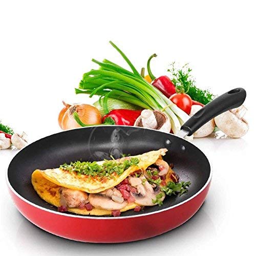 WYYAF Sartén Cacerola 28cm Bistec sin Humo Panqueques Utensilios de Cocina Cocina de inducción Estufa de Gas Día de la Madre (Color: Rojo)