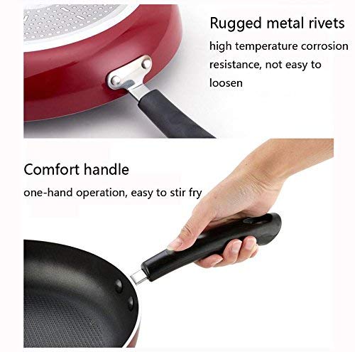 WYYAF Sartén Cacerola 28cm Bistec sin Humo Panqueques Utensilios de Cocina Cocina de inducción Estufa de Gas Día de la Madre (Color: Rojo)