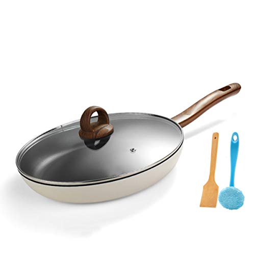 WYYAF Sartén Cacerola bistec sin Humo Antiadherente Cocina de inducción Especial Estufa de Gas Especial para el día de la Madre (Color: Beige)