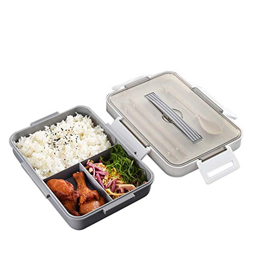 WYZDQ Bento Box Fiambrera con Compartimento De Acero Inoxidable 304 Sellada Y A Prueba De Fugas Fiambrera Aislada Fiambrera De Tres Rejillas Apto para Niños Y Adultos