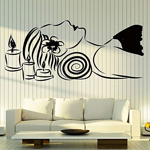 wZUN Hermosa Mujer Pegatina de Pared Masaje salón de Belleza SPA relajación decoración relajación Vinilo calcomanía Arte Mural 63X142cm