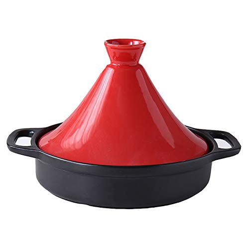 WZYJ Olla Tagine De 21 Cm para Cocinar, Olla Tagine De Cerámica, Olla Tajine Ollas De Cerámica para Cocinar Estofado Cacerola Olla De Cocción Lenta para Cocina Casera,Rojo