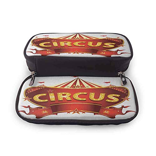 XCNGG Estuche para lápices de gran capacidad para circo, un letrero de circo Estilo barroco Carpa para fiestas Tema de disfrute Vida nocturna Arte retro Estuche para lápices de colores Dorado Blanco R