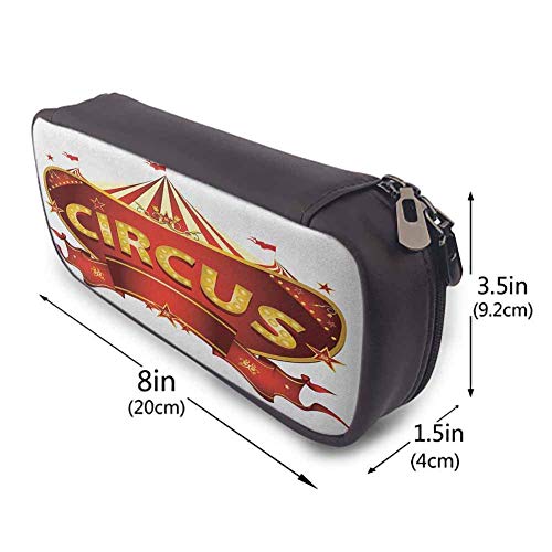 XCNGG Estuche para lápices de gran capacidad para circo, un letrero de circo Estilo barroco Carpa para fiestas Tema de disfrute Vida nocturna Arte retro Estuche para lápices de colores Dorado Blanco R